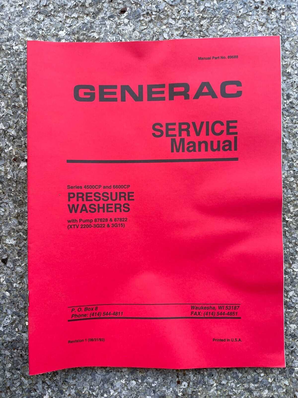 generac 3100 psi pressure washer parts diagram