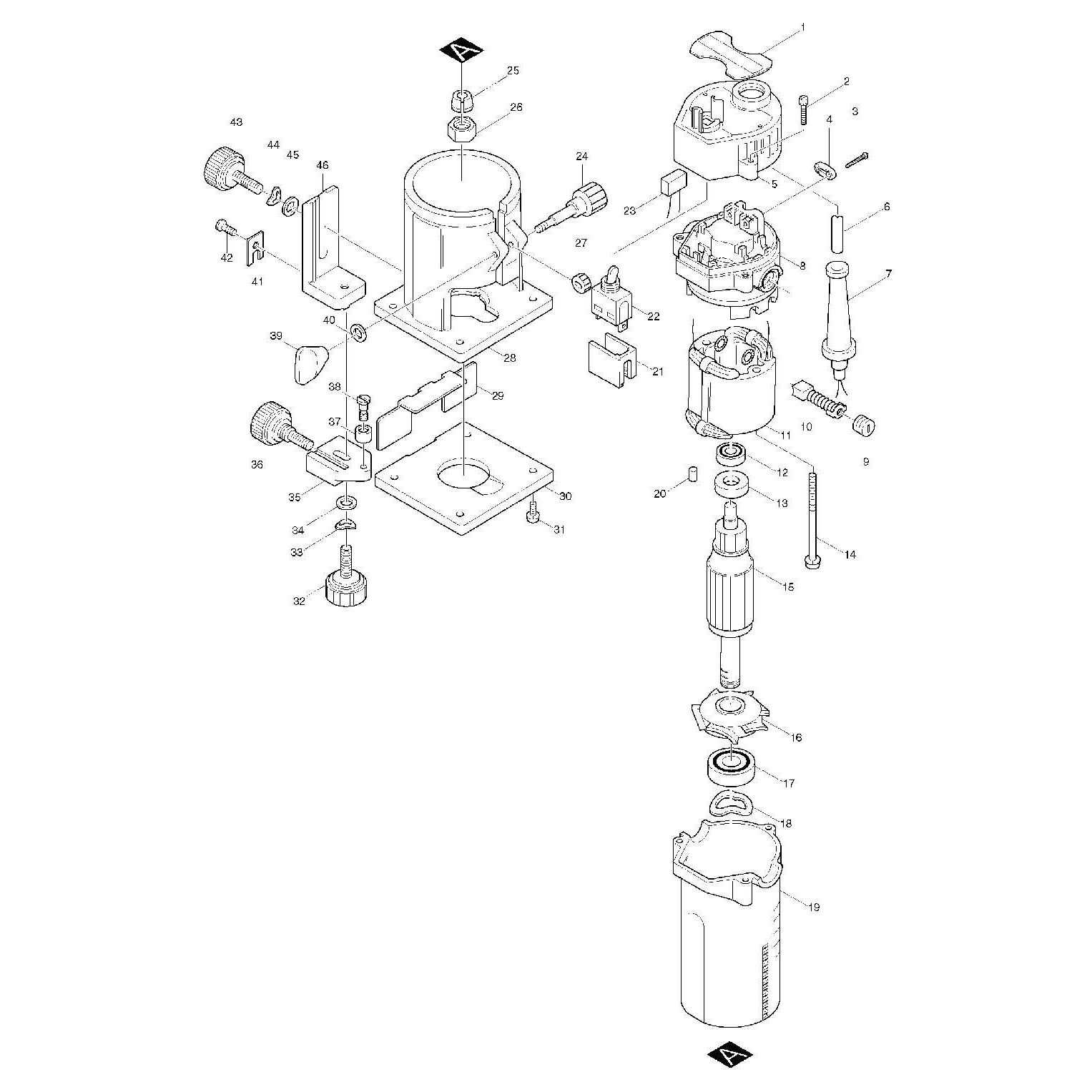 makita router parts diagram