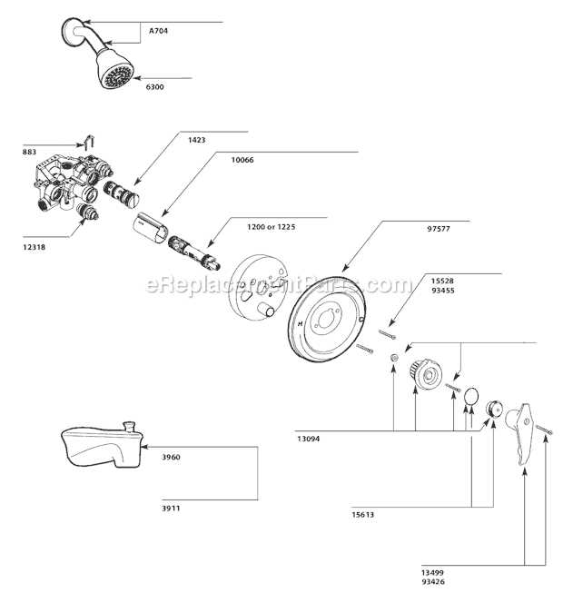 diagram shower faucet parts