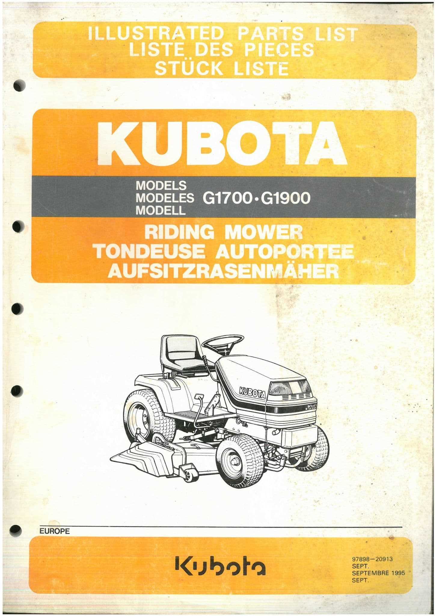 kubota g1700 parts diagram