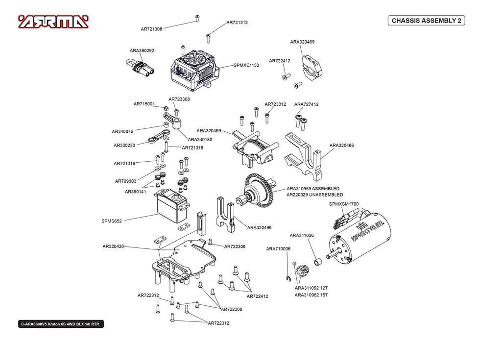 arrma kraton 6s exb parts diagram