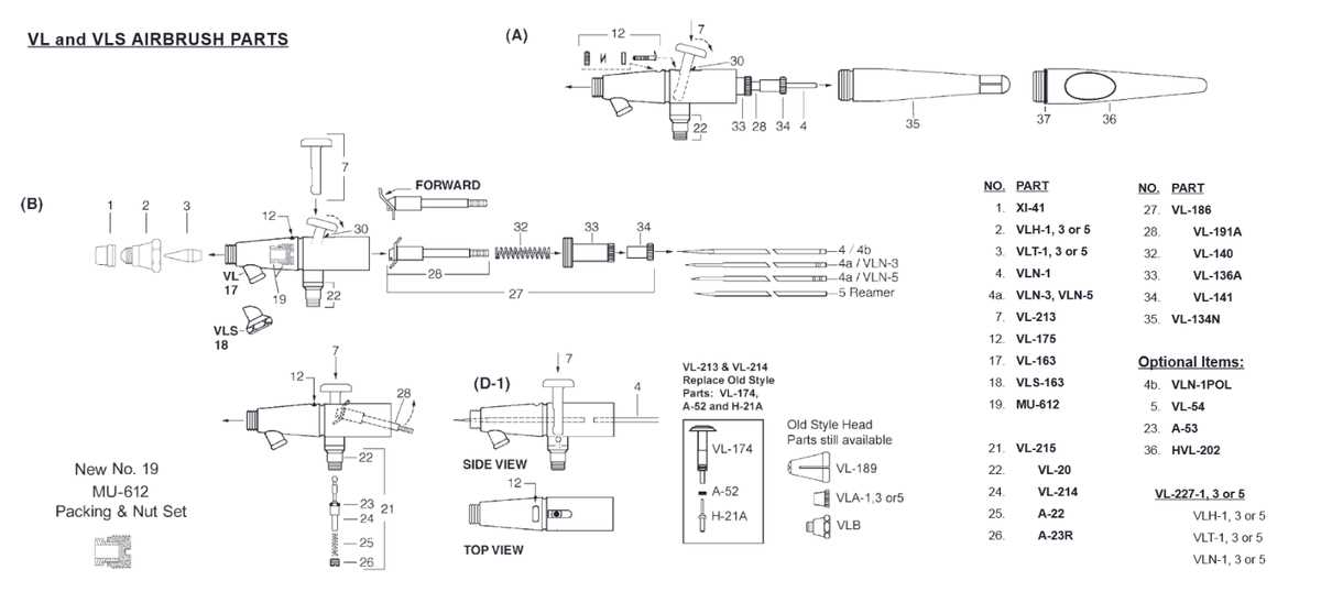 paasche airbrush parts diagram