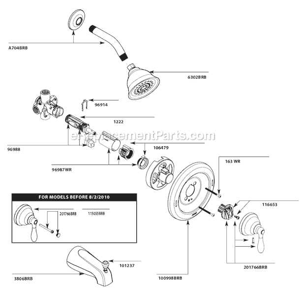 moen single handle shower faucet parts diagram