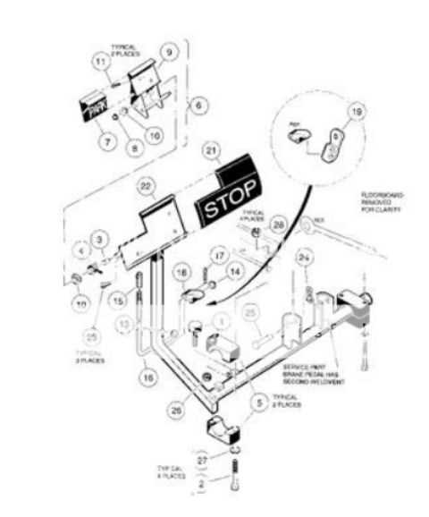 club car brake parts diagram