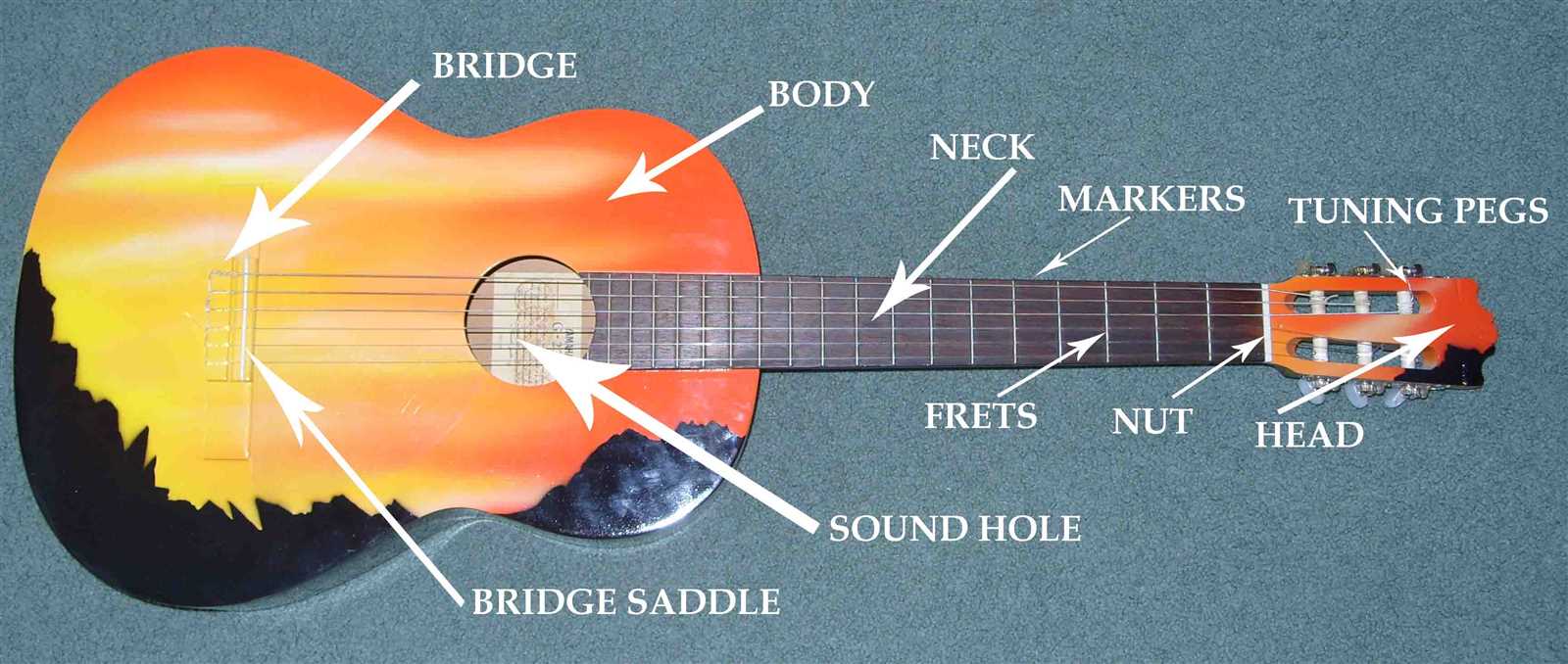 classical guitar parts diagram