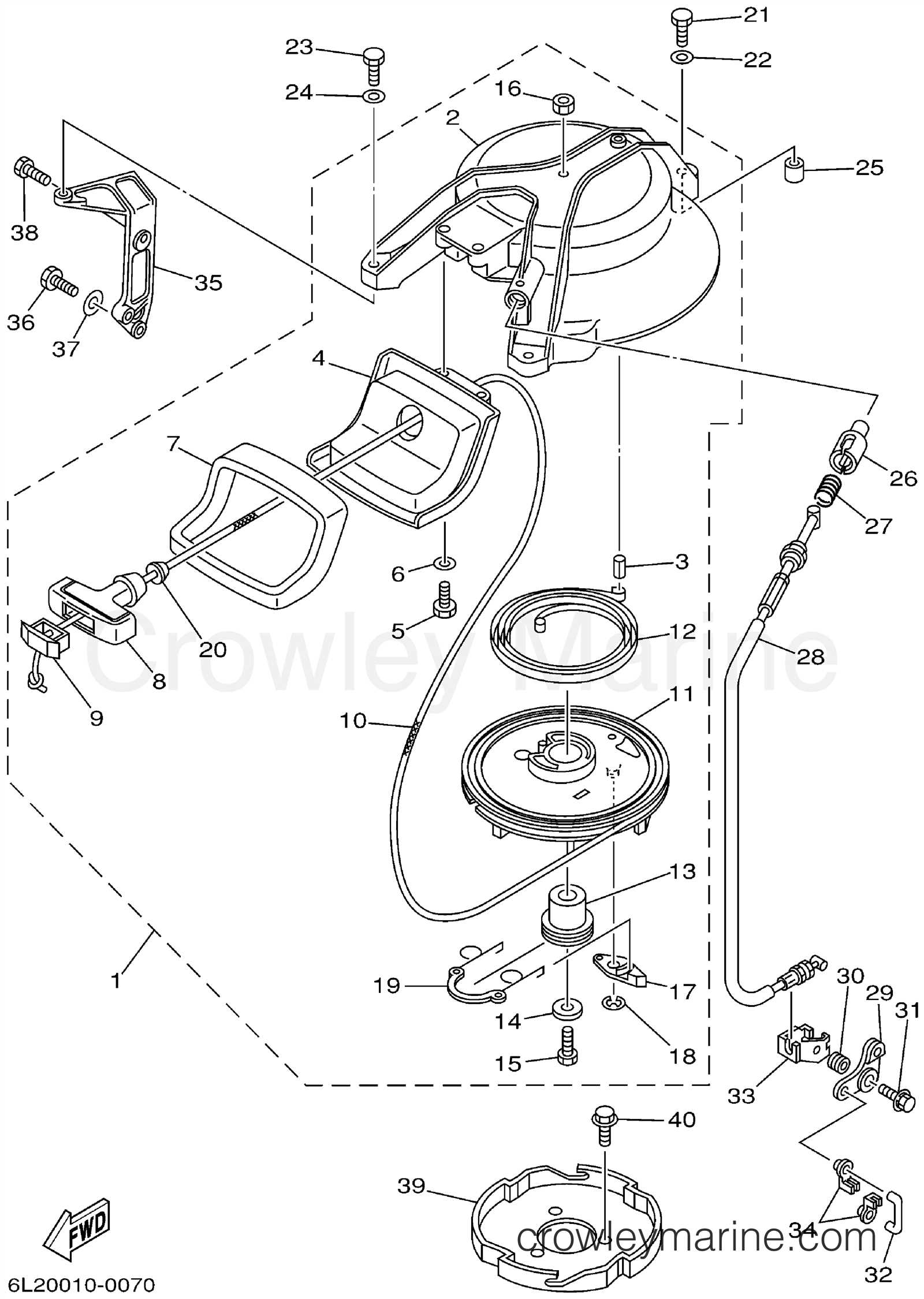 mariner 25 hp outboard parts diagram