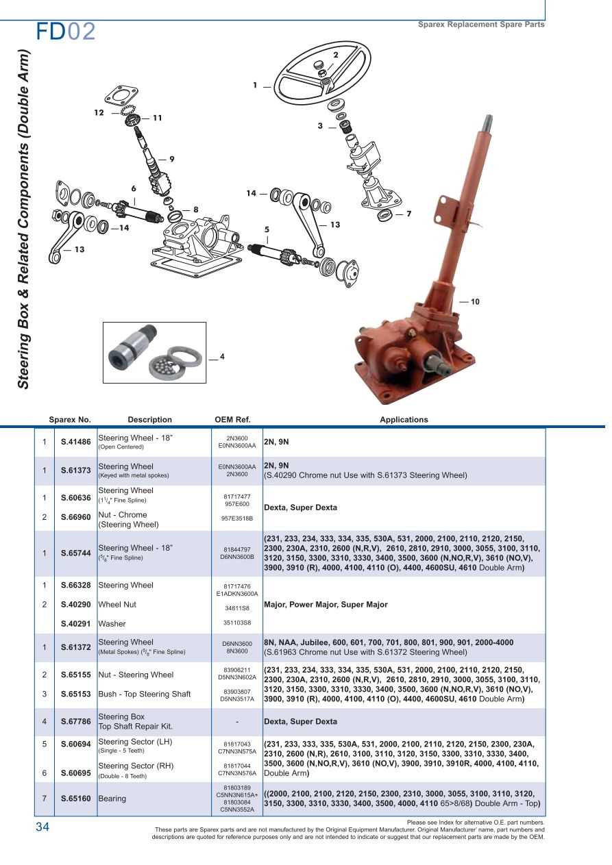 ford 3000 steering parts diagram