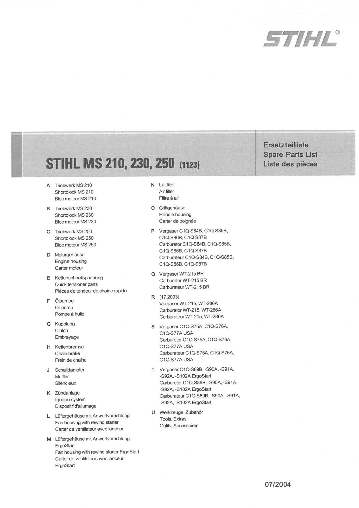 ms230 parts diagram