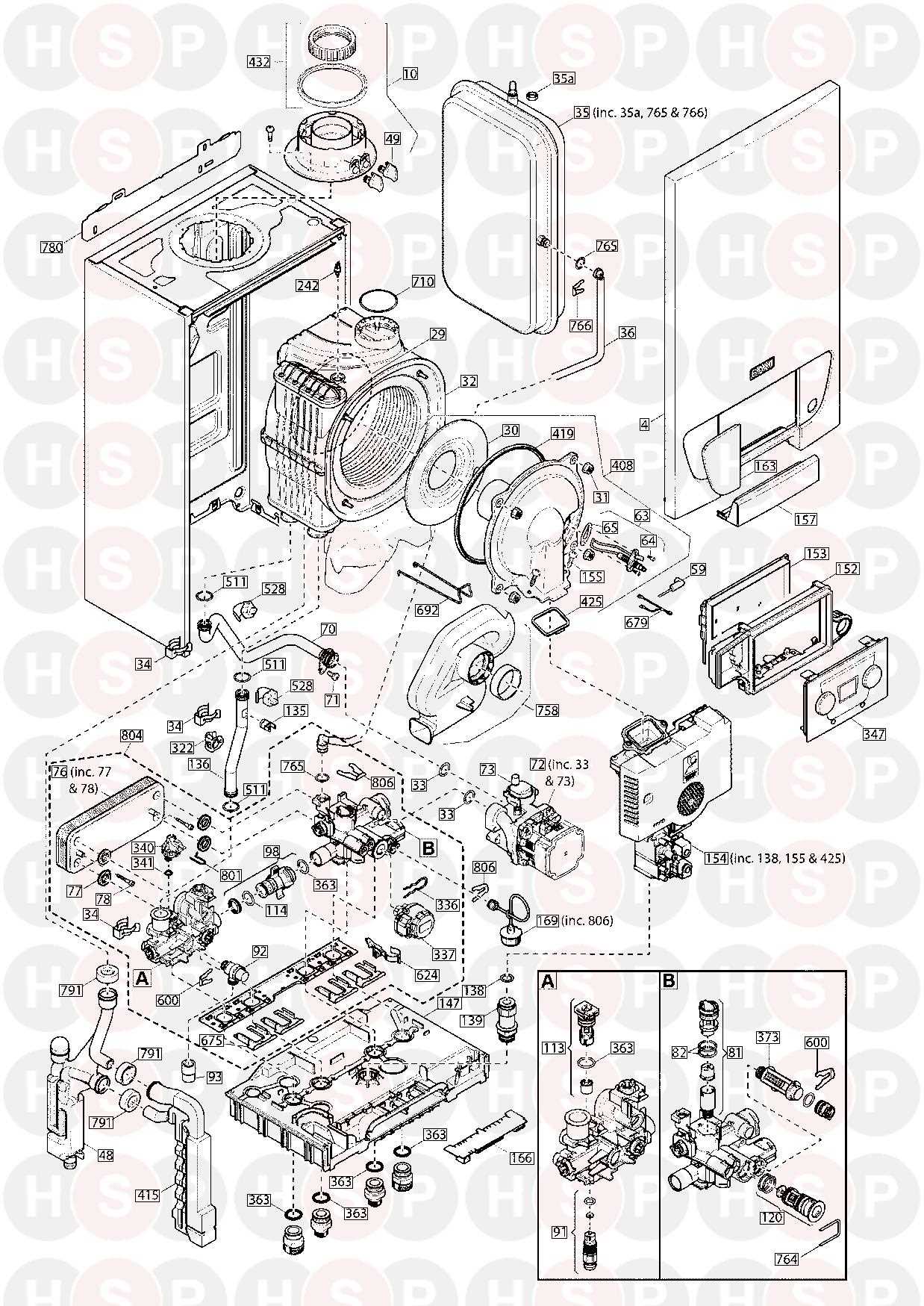 combi boiler parts diagram