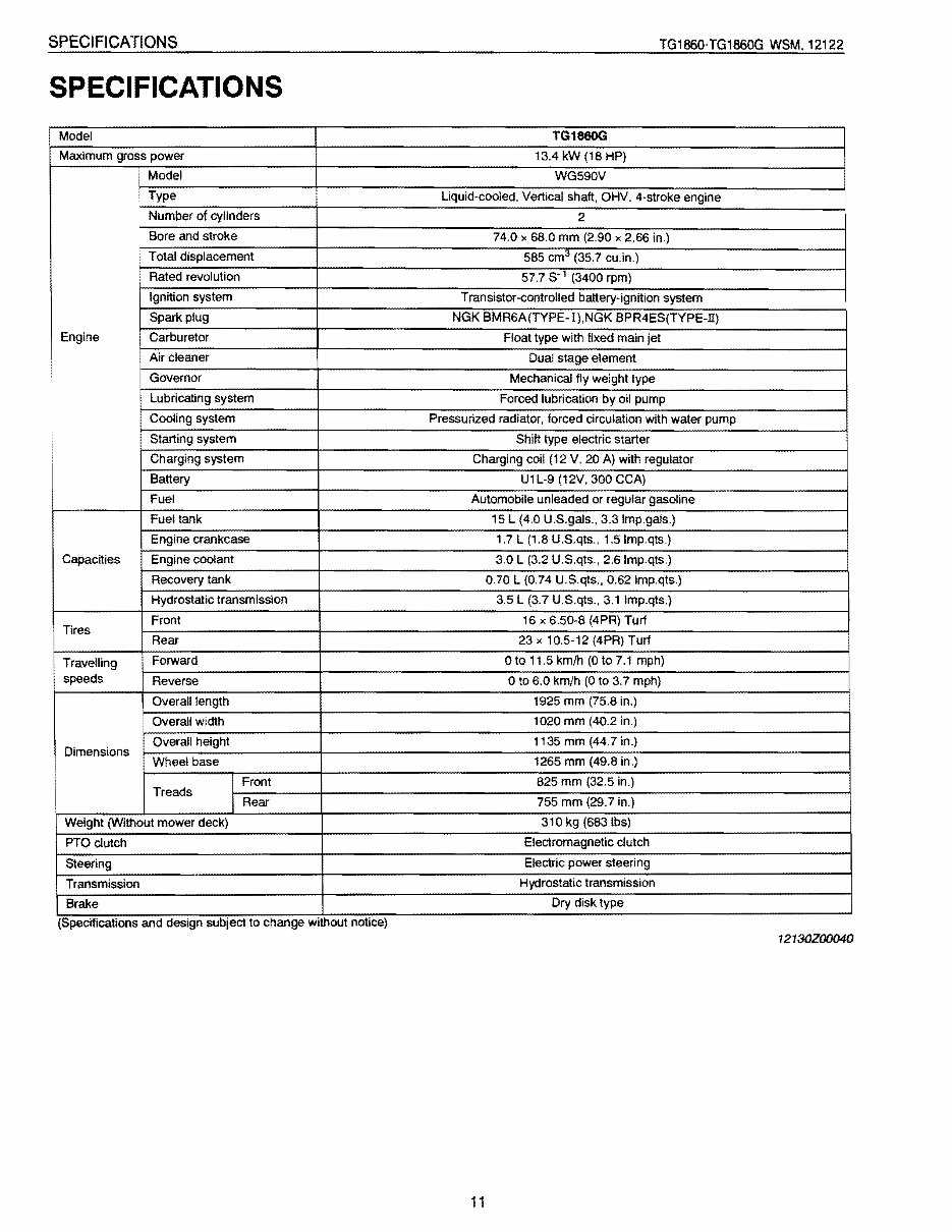 kubota tg1860g parts diagram
