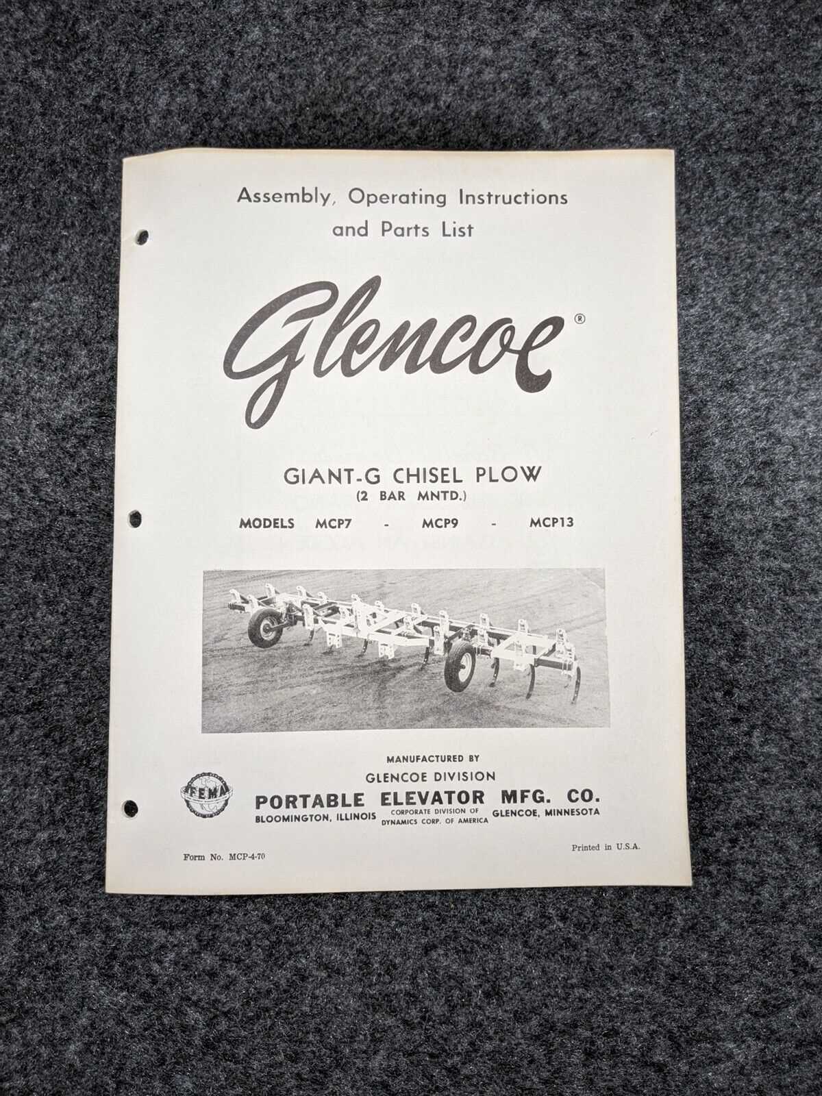 glencoe chisel plow parts diagram