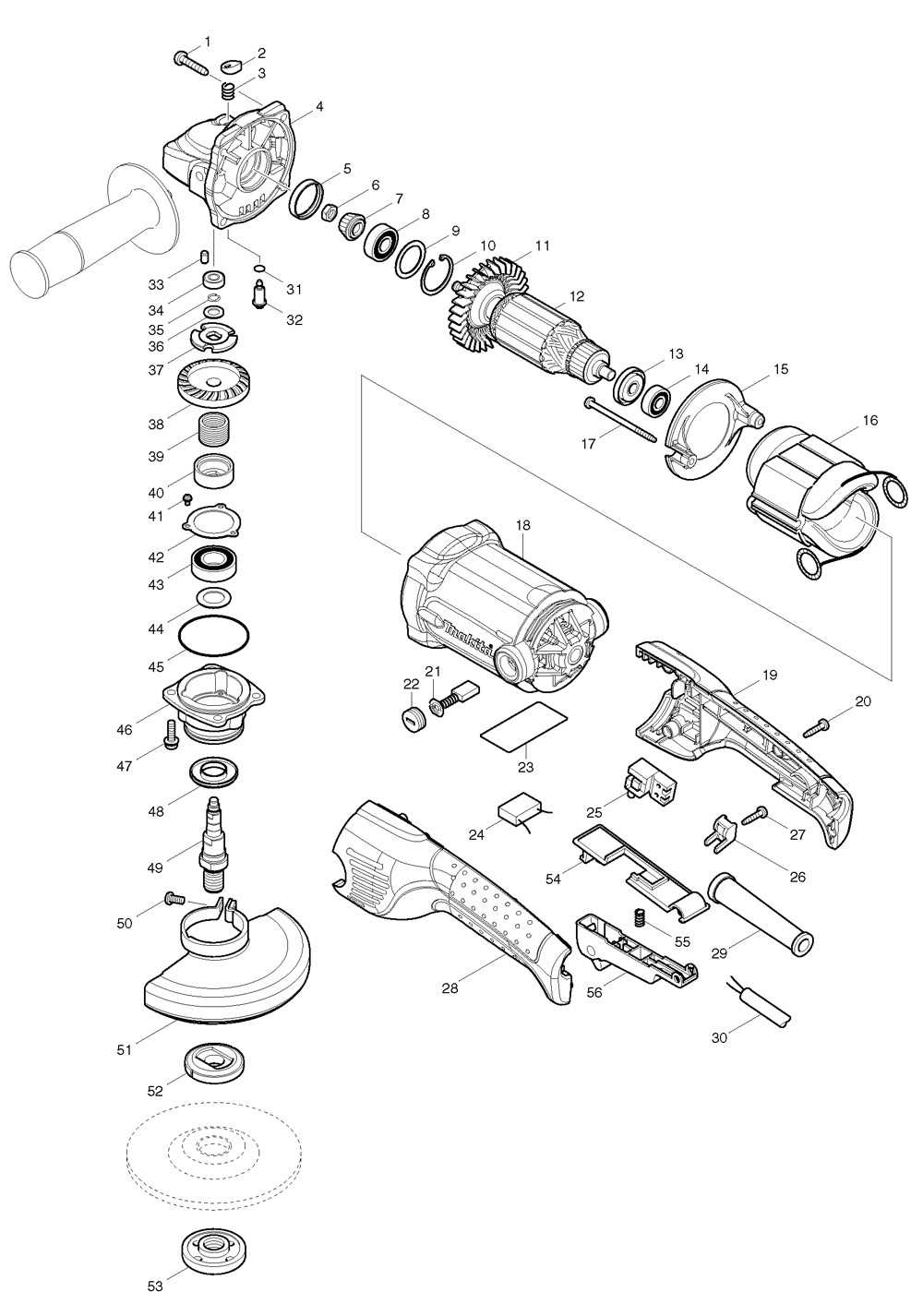 makita grinder parts diagram