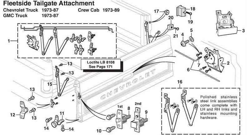 gmc tailgate parts diagram