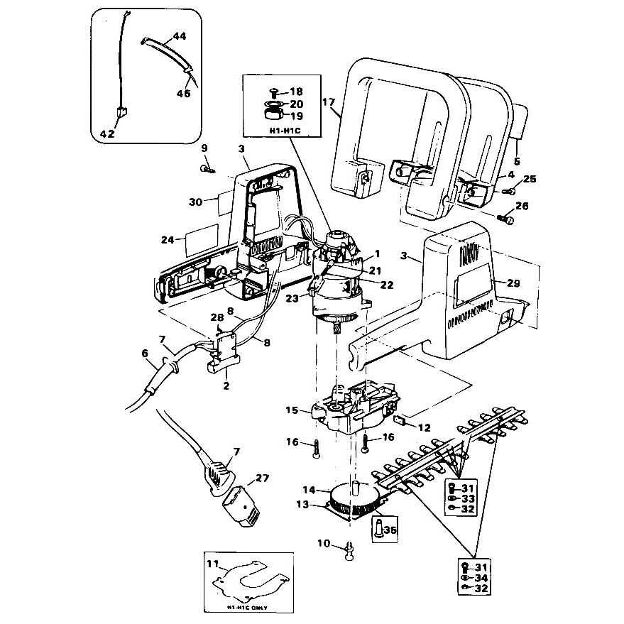 black and decker hedge trimmer parts diagram