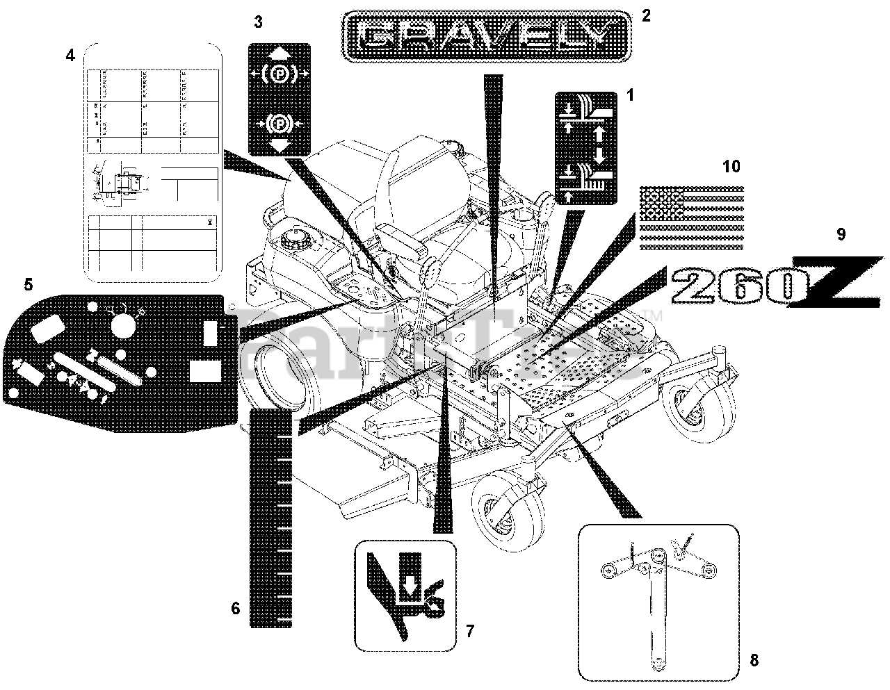 gravely mower deck parts diagram