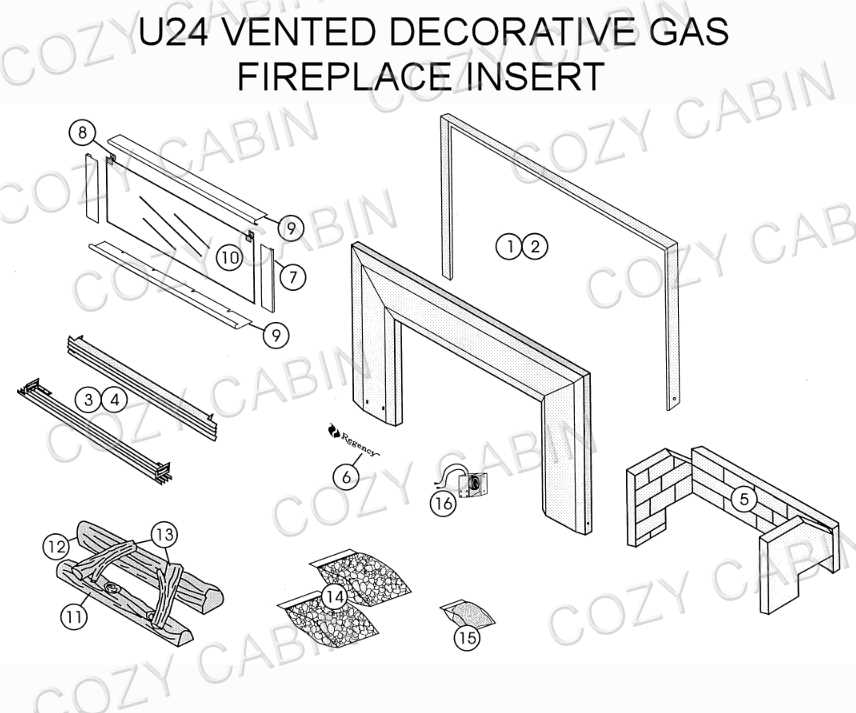 gas fireplace insert parts diagram