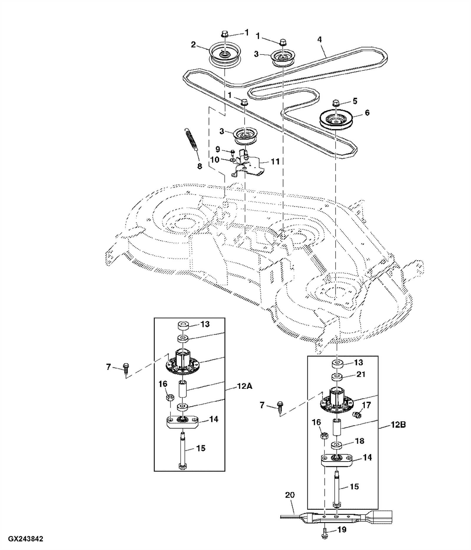 john deere l118 mower deck parts diagram