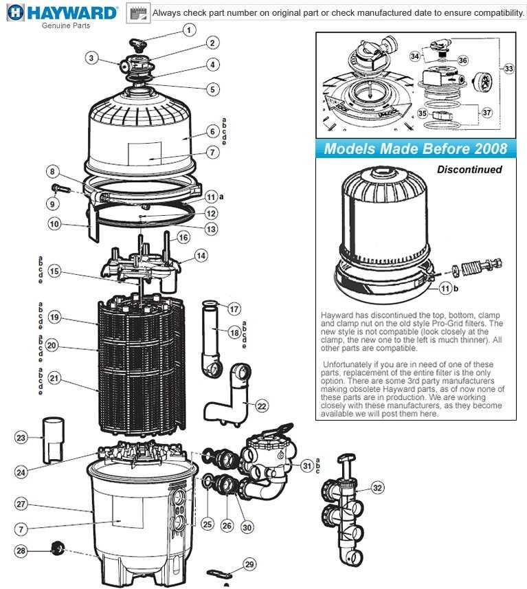 hayward pool filter parts diagram