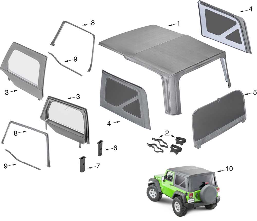 jeep wrangler jku soft top parts diagram