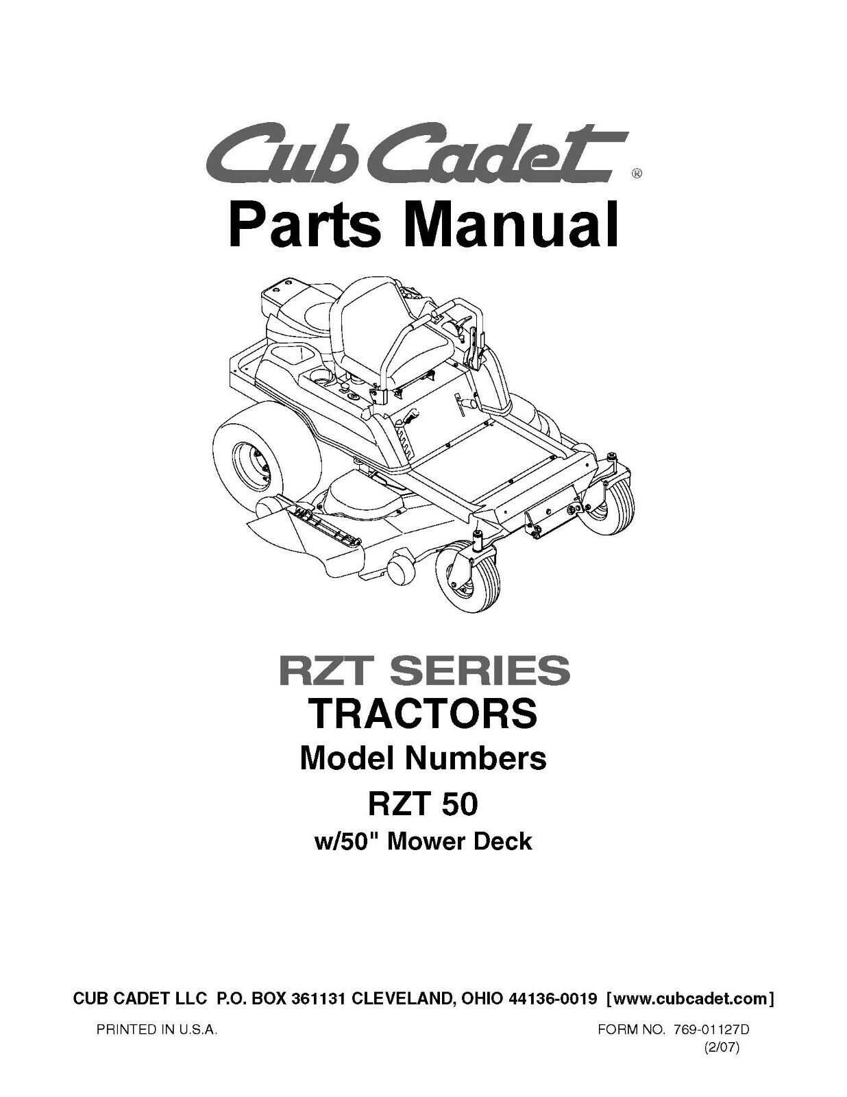 cub cadet 50 inch deck parts diagram