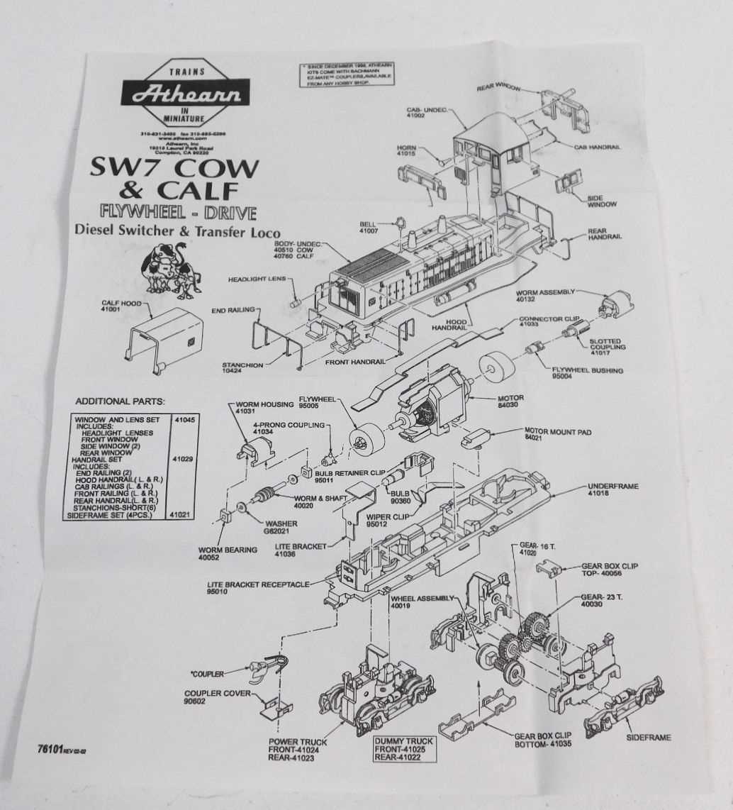 athearn locomotive parts diagram