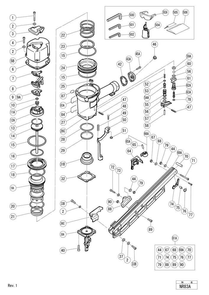 hitachi nail gun parts diagram