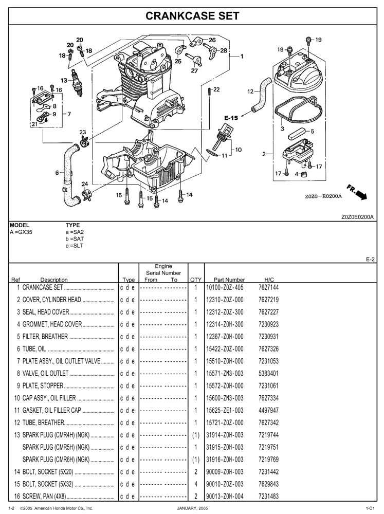 honda engine parts diagram