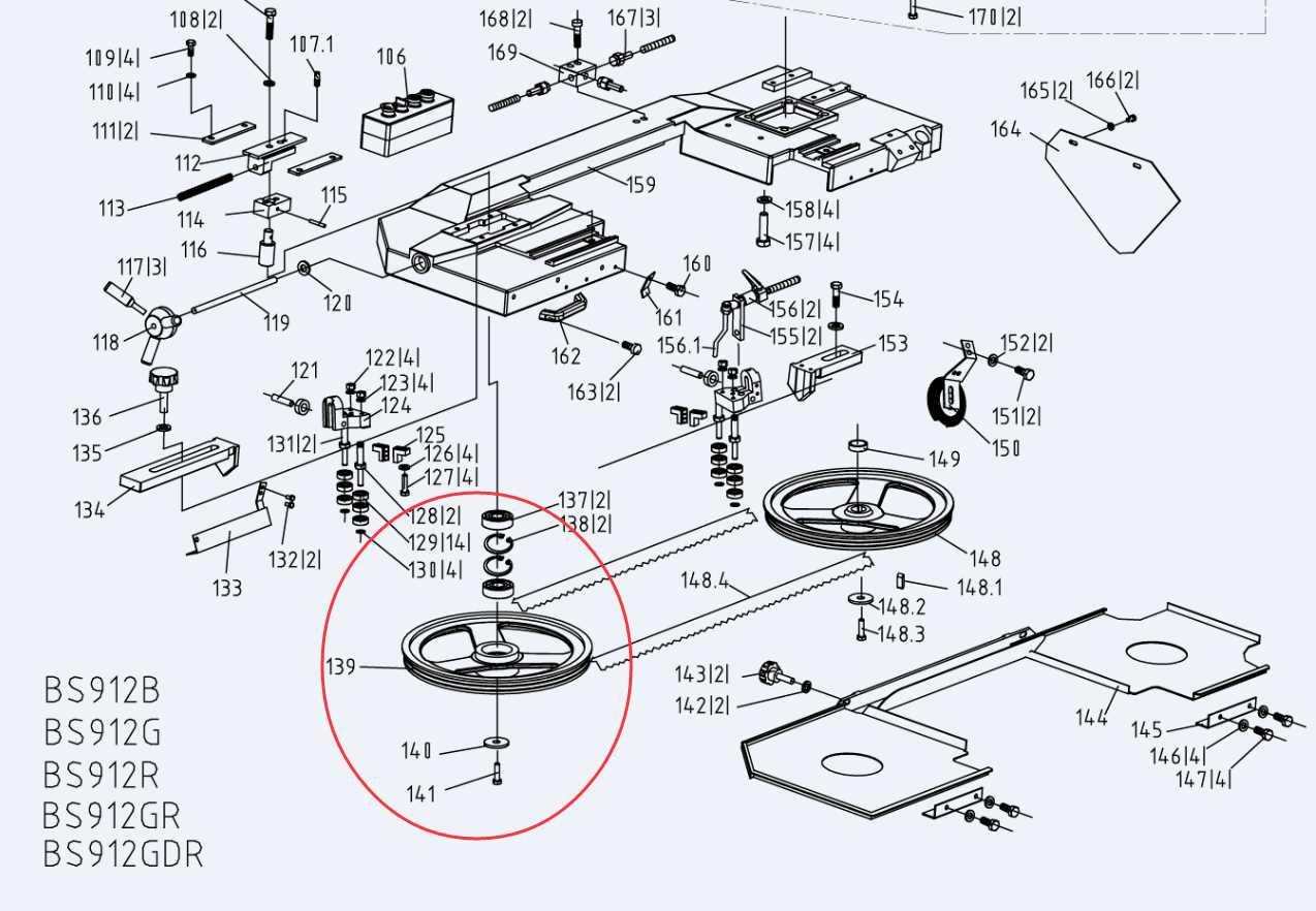 horizontal band saw parts diagram