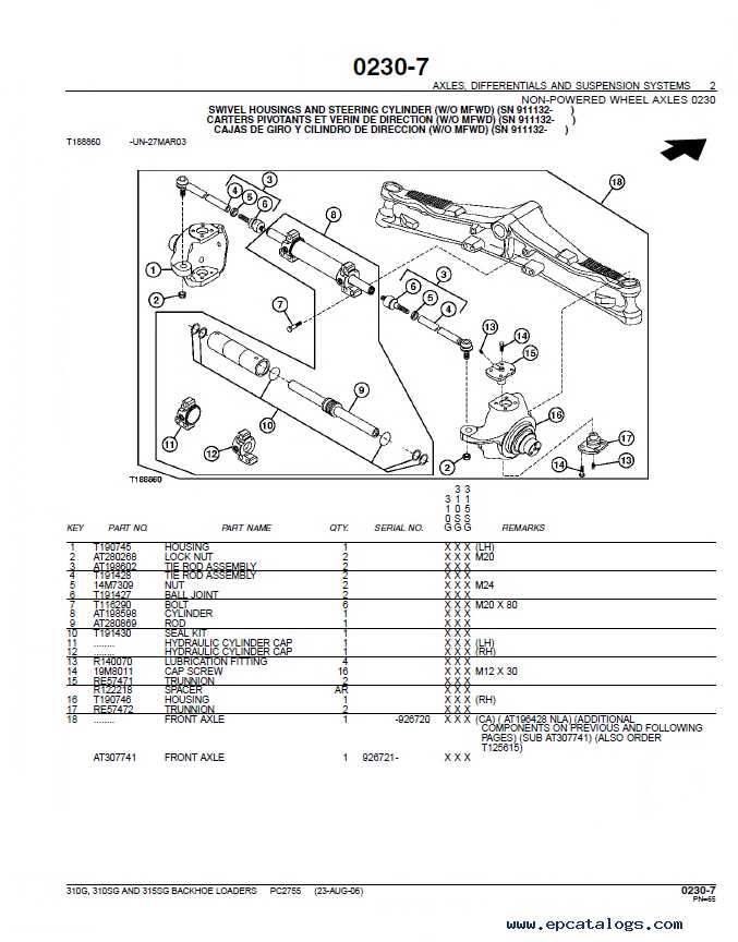 john deere 310b backhoe parts diagram