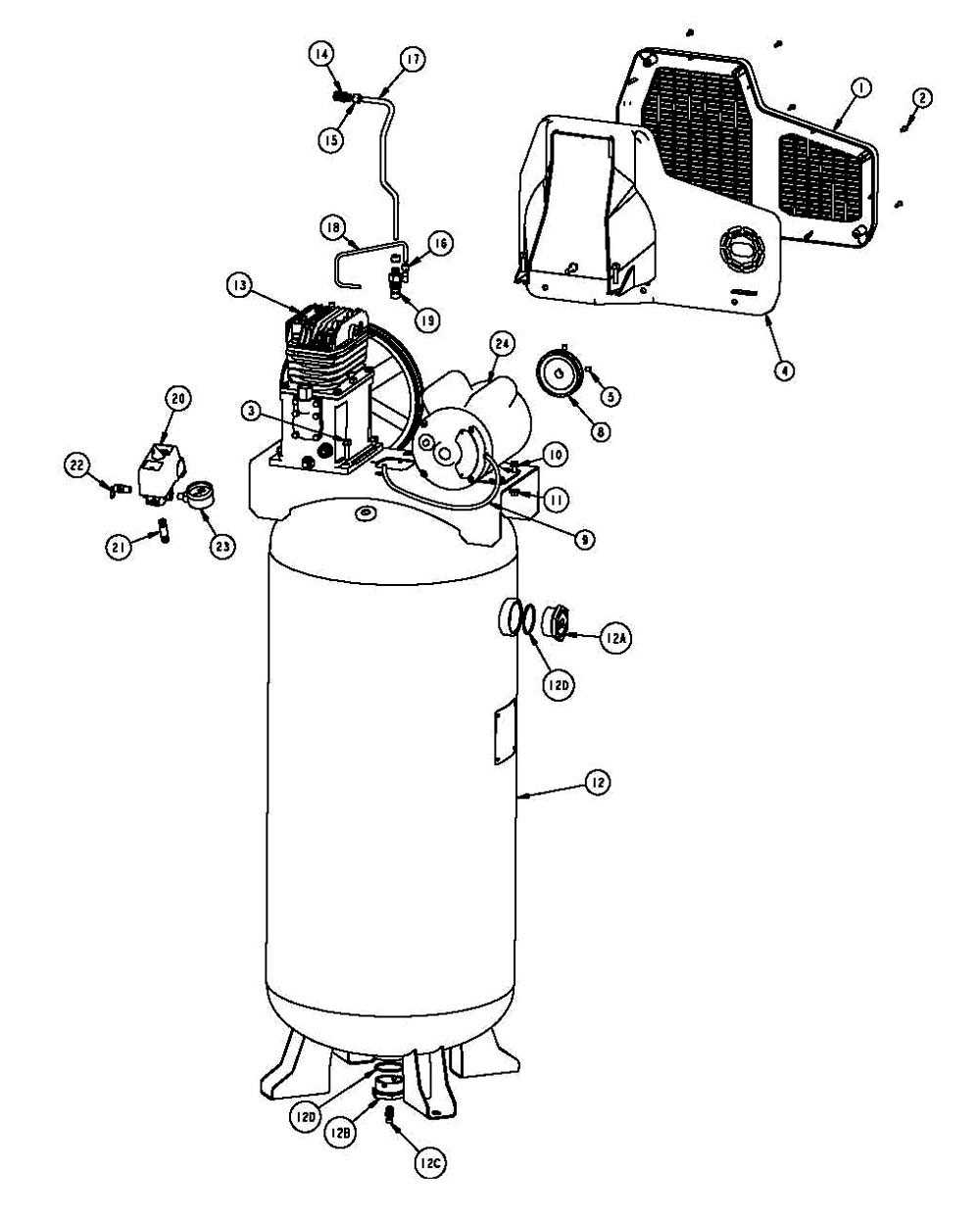 husky 20 gallon air compressor parts diagram