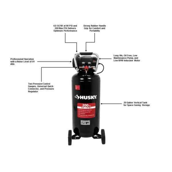 husky 26 gallon air compressor parts diagram