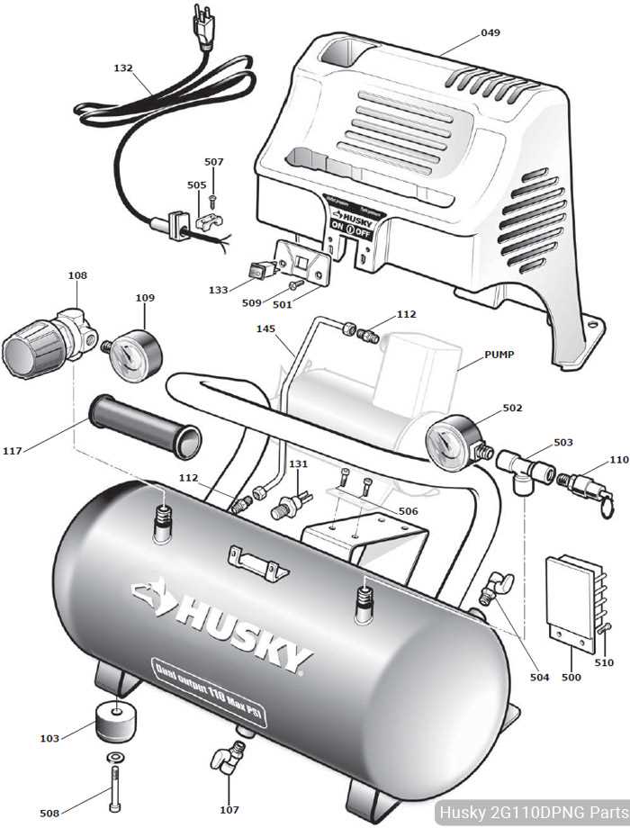 husky air compressor parts diagram