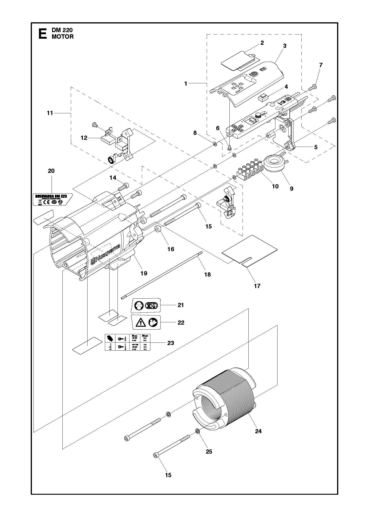 husqvarna dm220 parts diagram