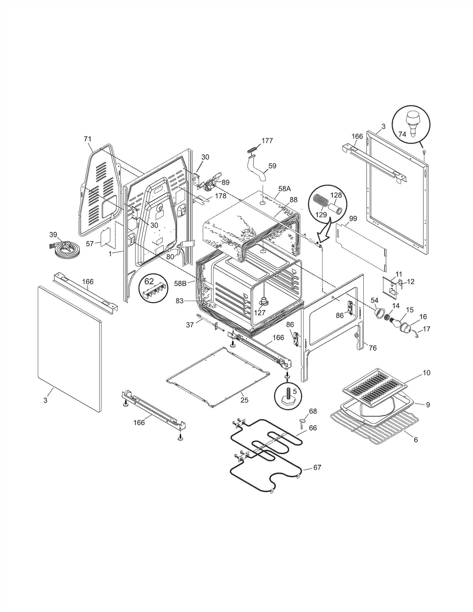 frigidaire gallery stove parts diagram