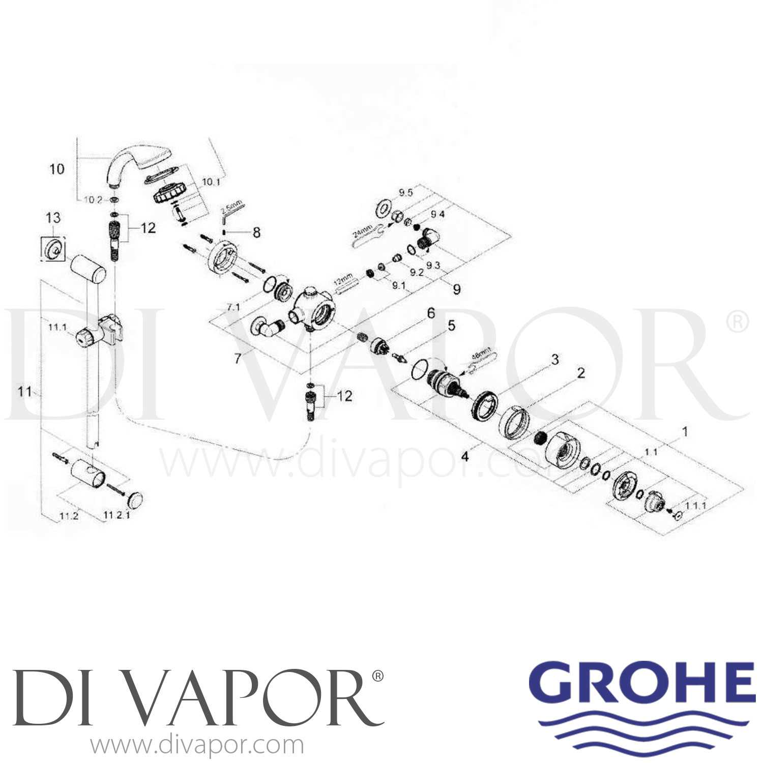 grohe shower valve parts diagram