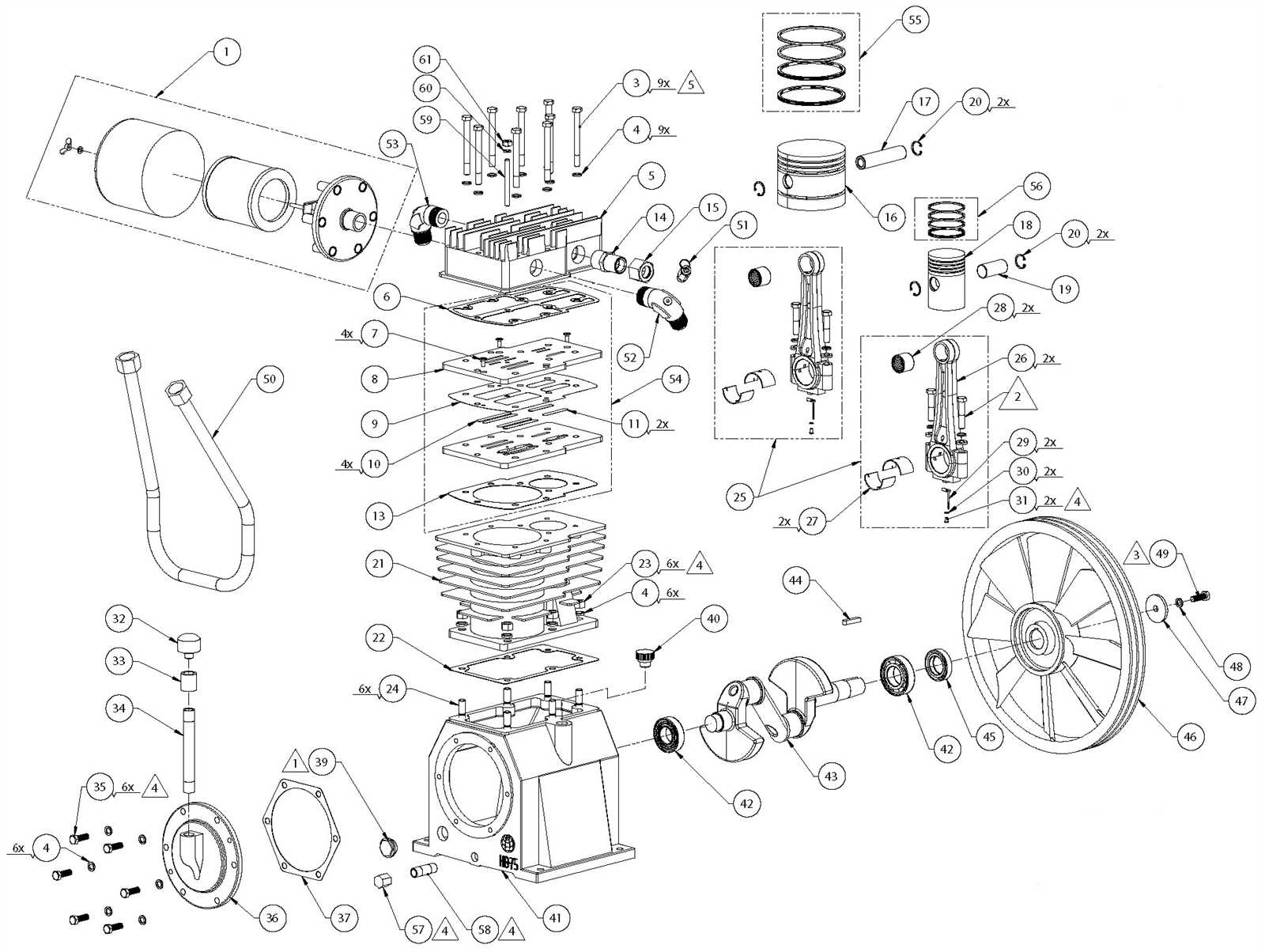 air compressor pump parts diagram