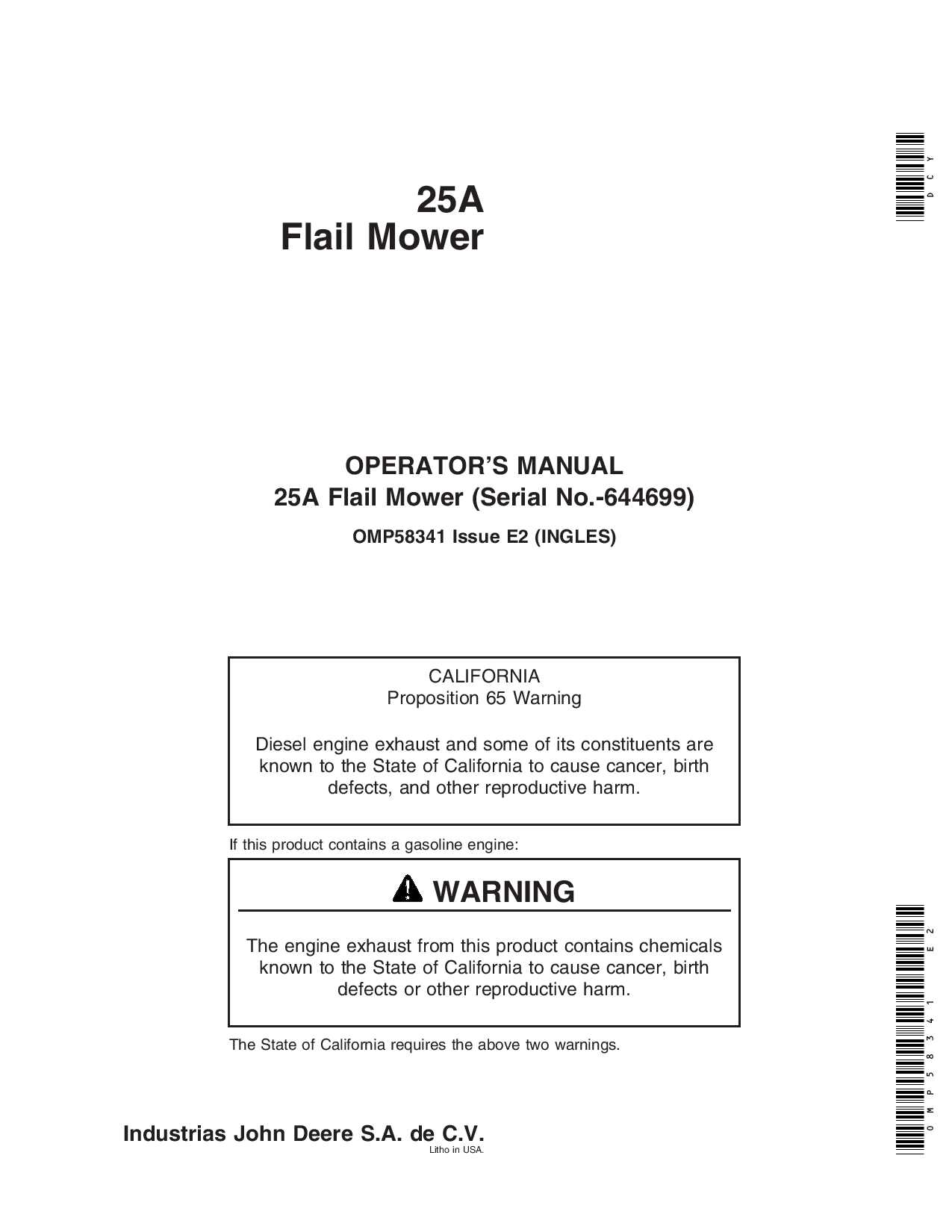 john deere 25a flail mower parts diagram