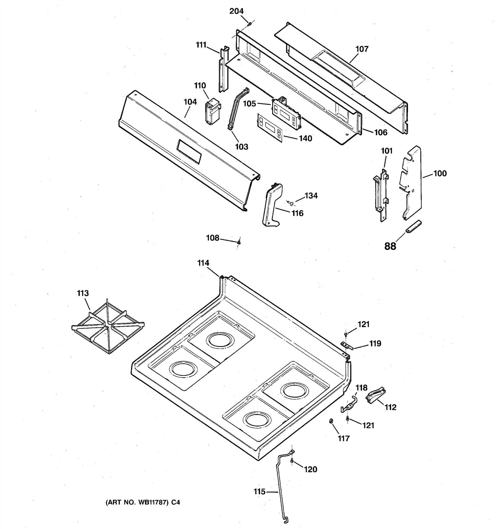 ge profile stove parts diagram