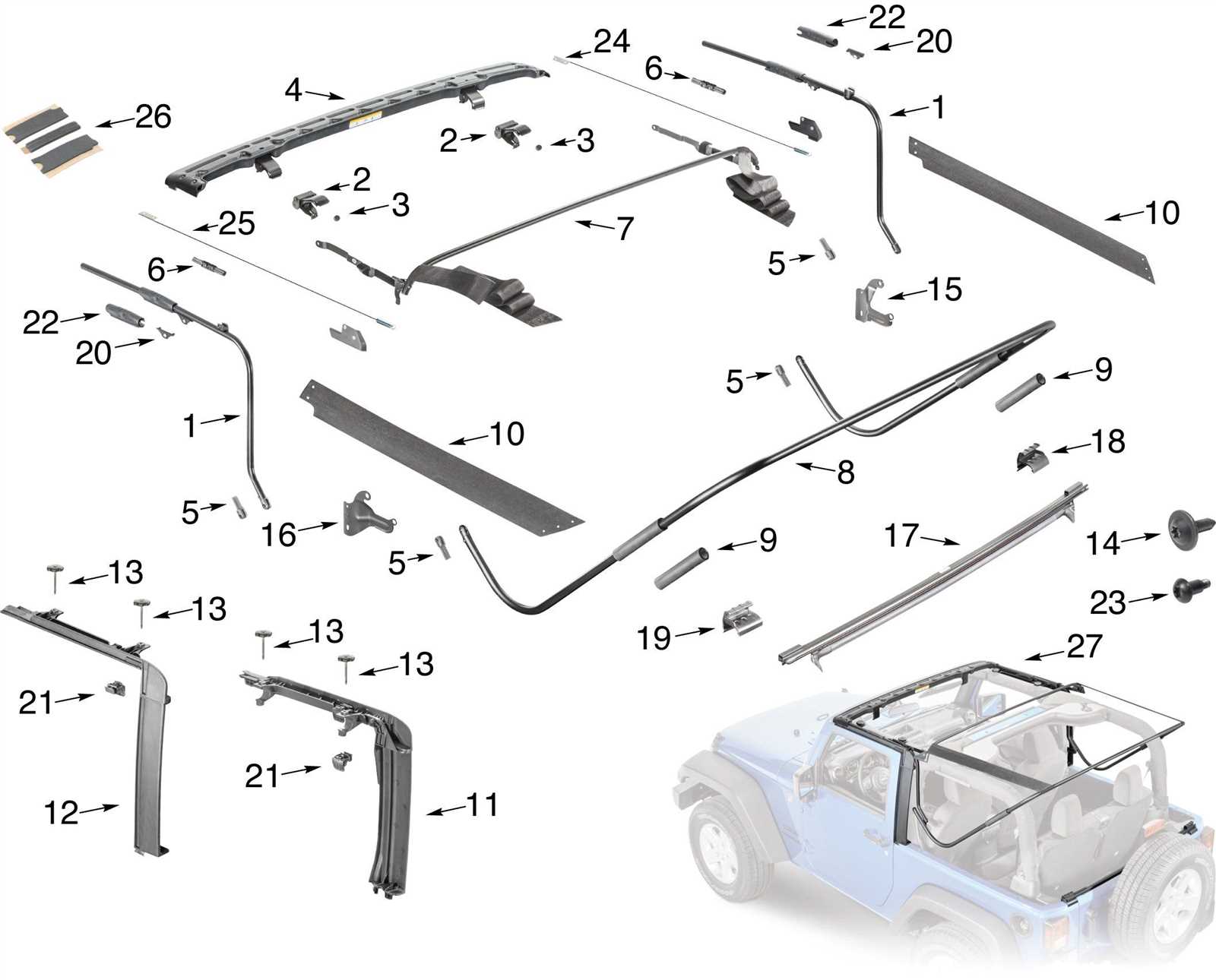 jeep jl soft top parts diagram