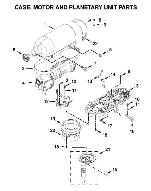 kitchenaid artisan mixer parts diagram