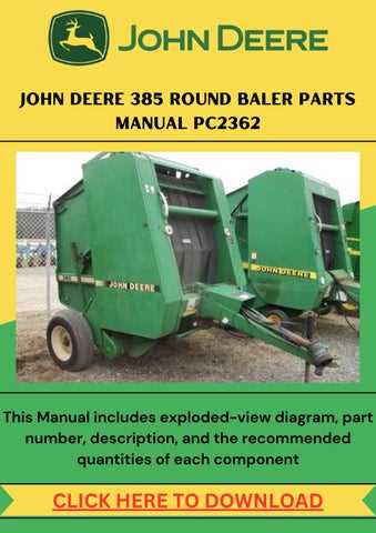 john deere 385 baler parts diagram