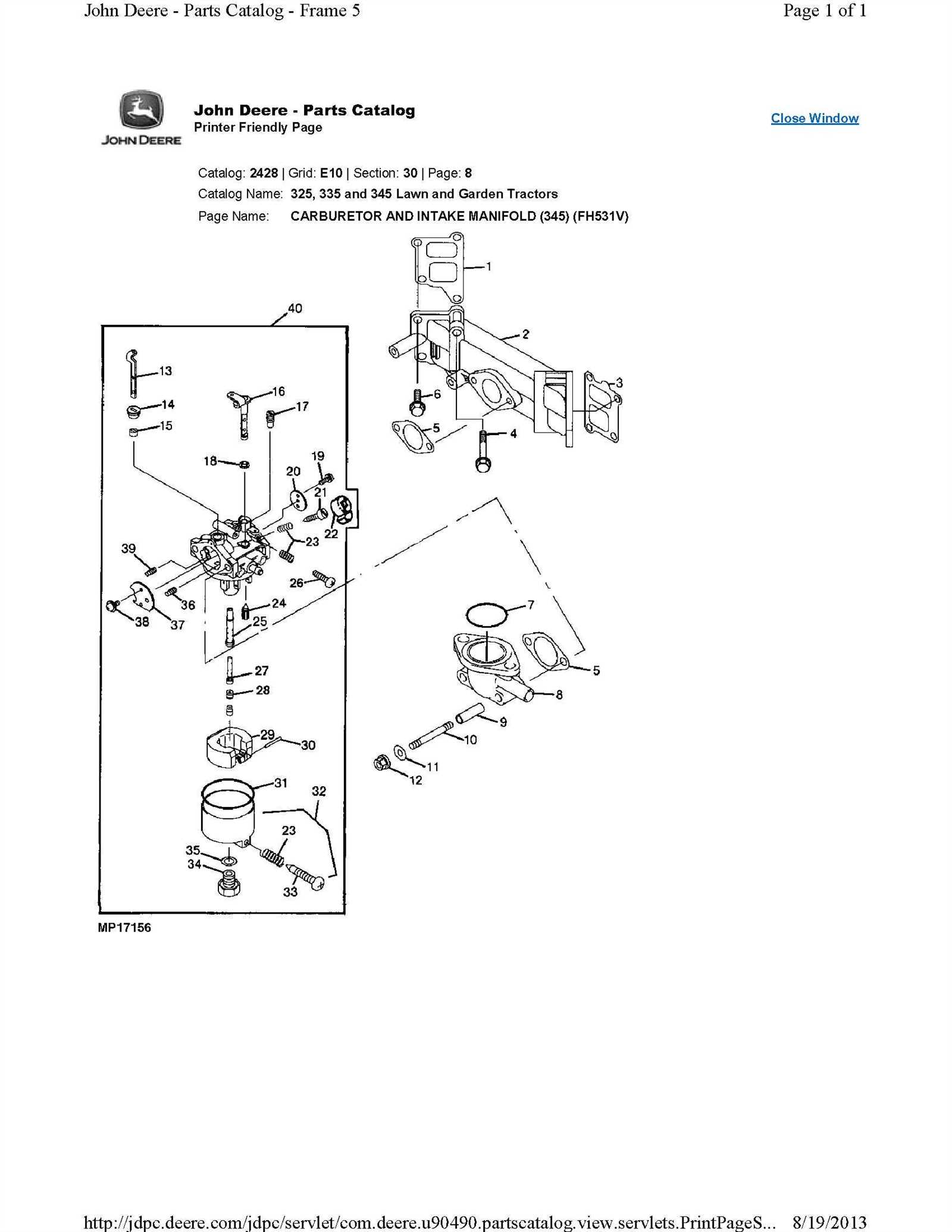 john deere 345 parts diagram