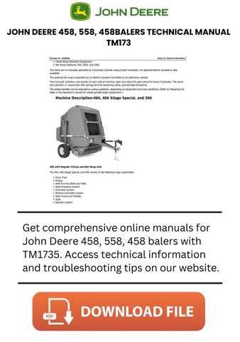 john deere 458 round baler parts diagram