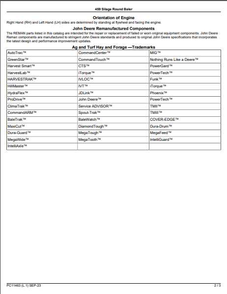 john deere 459 baler parts diagram