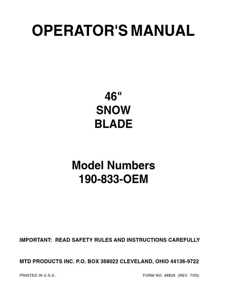 john deere 46 snow blade parts diagram