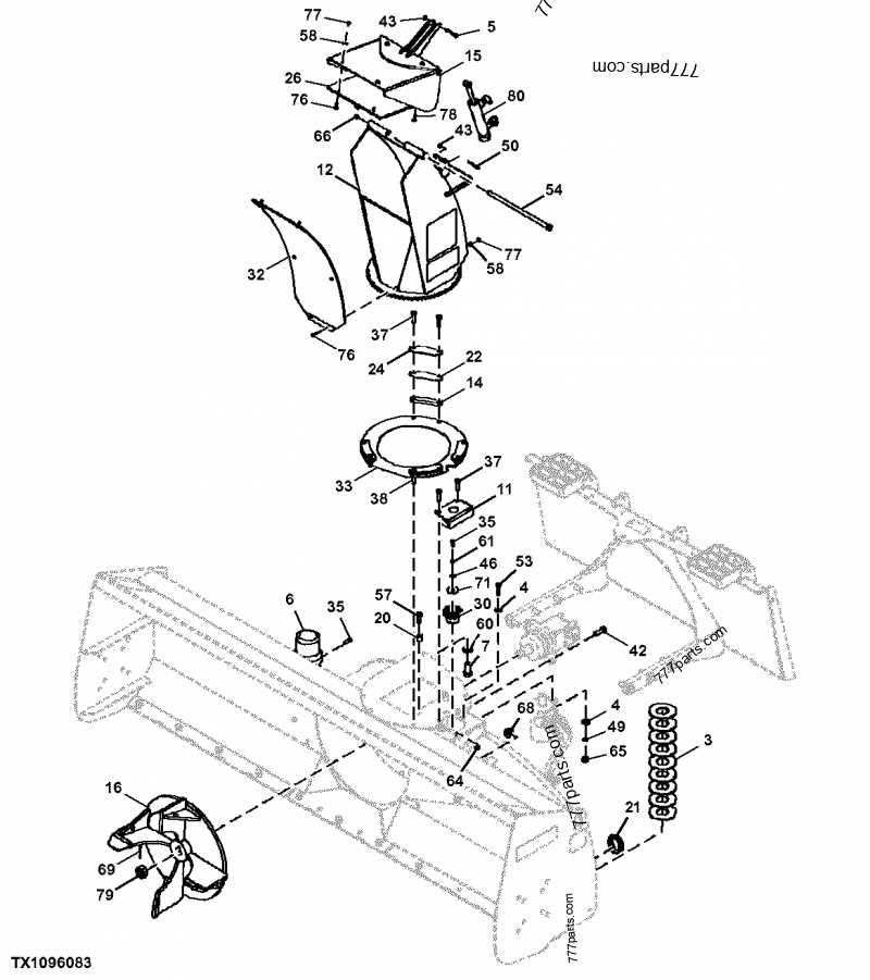 john deere 54 snowblower parts diagram