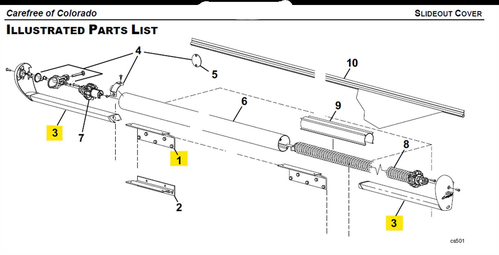 carefree of colorado awning parts diagram