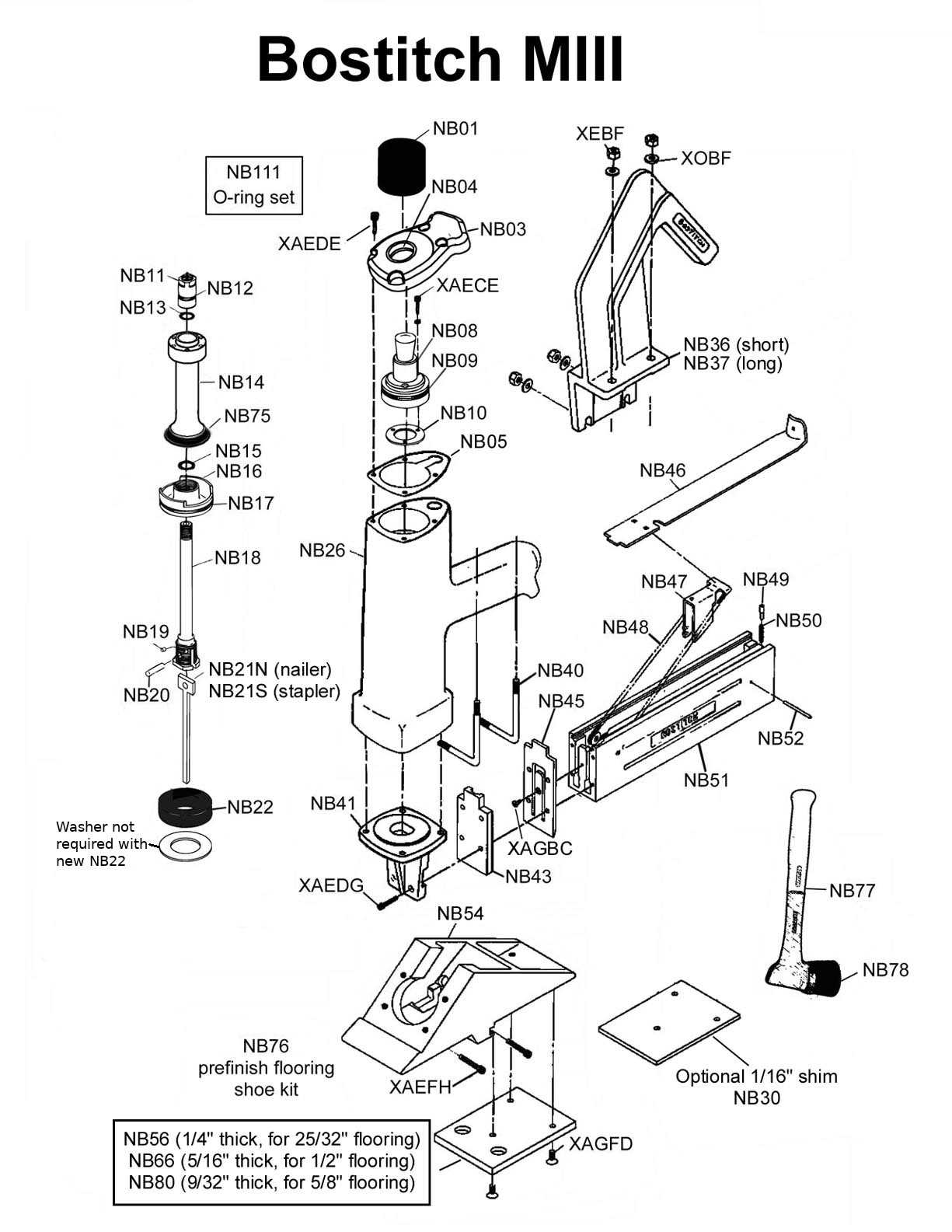 bostitch floor stapler parts diagram