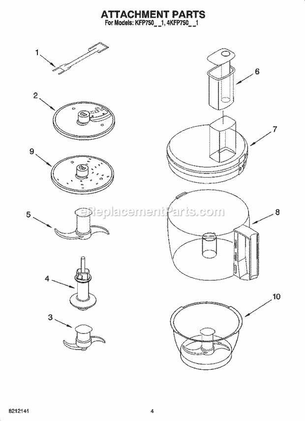 kitchenaid food processor parts diagram