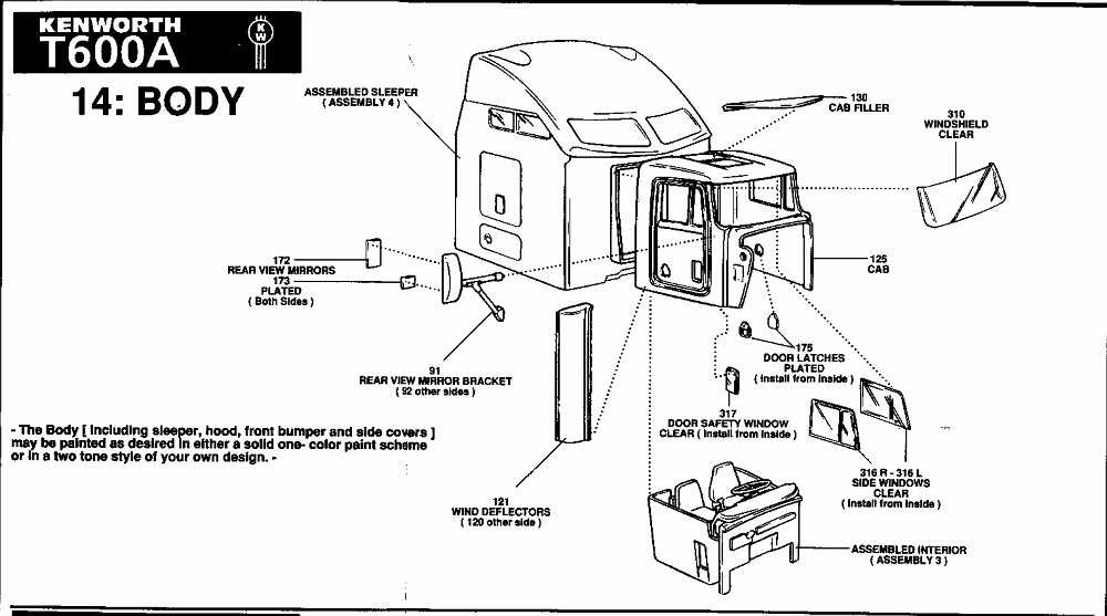 kenworth door parts diagram